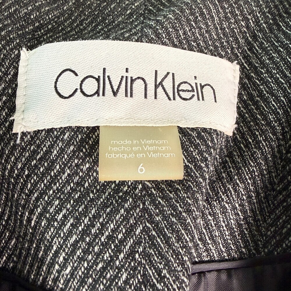 Calvin Klein Women's Herringbone Blazer, Sz 6, Gray Single Button Notched Lapel - Picture 13 of 16